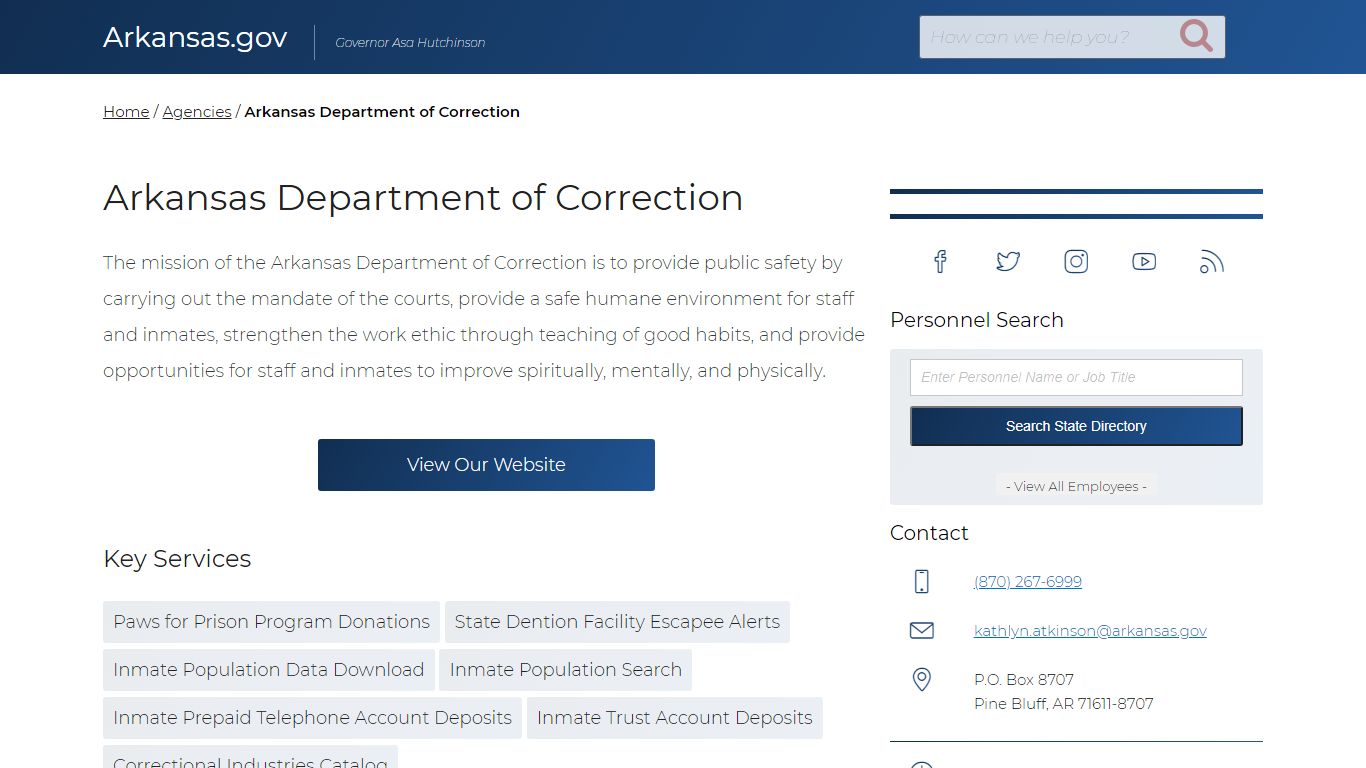 Arkansas Department of Correction | Arkansas.gov